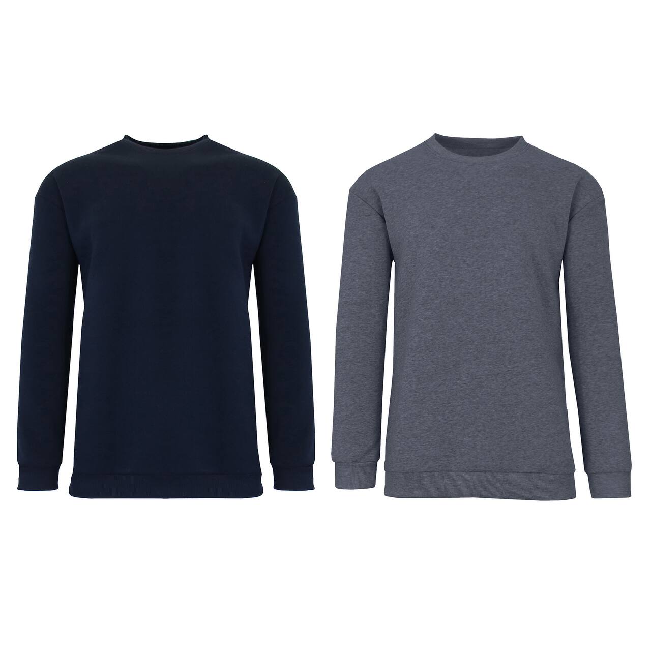 Galaxy by Harvic Fleece-Lined Men's Crew Neck Pullover Sweatshirt 2 Pack